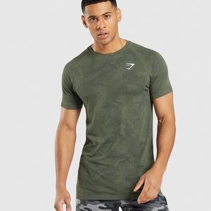 Gymshark Geo Seamless T-Shirt - Core Olive/Black  XXL Like new condition